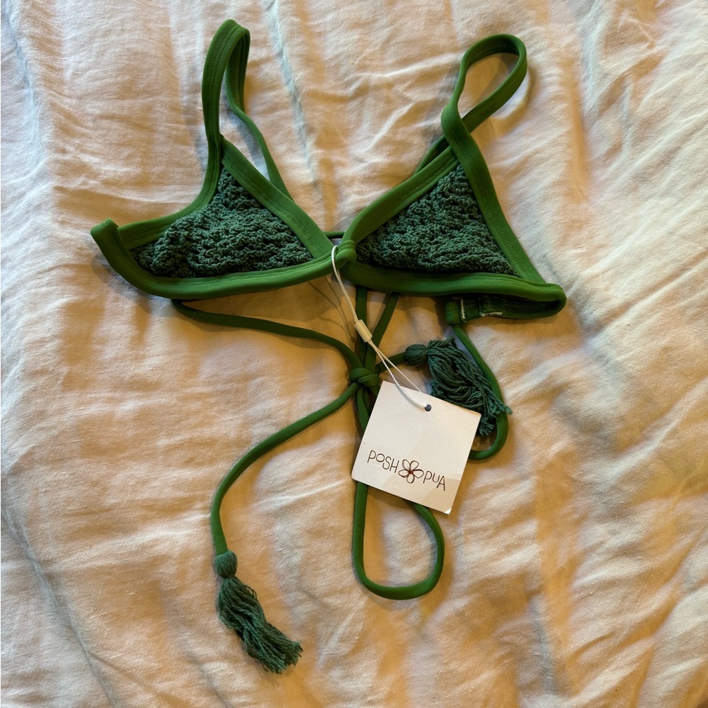 Posh Pua green bathing suit top